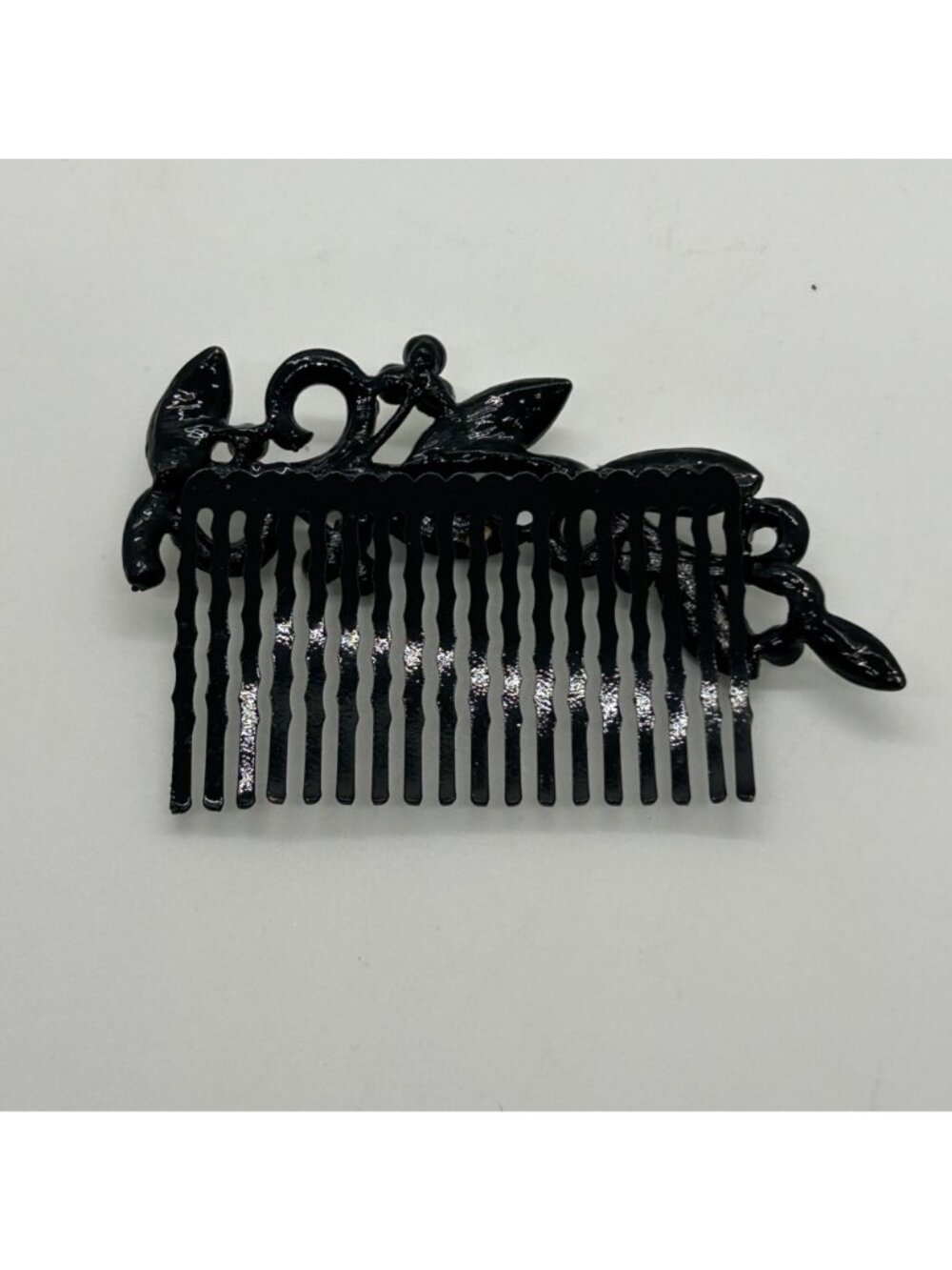 Rhinestone Crystal Floral Hair Comb Bride Wedding Formal Party Prom Black Metal - Picture 6 of 10